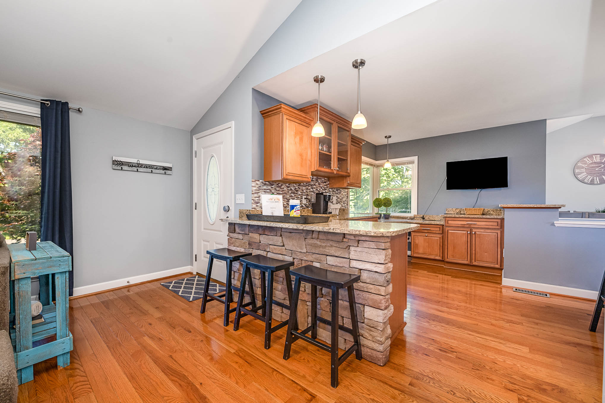 Kitchen with stainless steel appliances